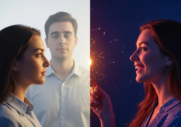 A woman experiencing vibrant attraction to another woman