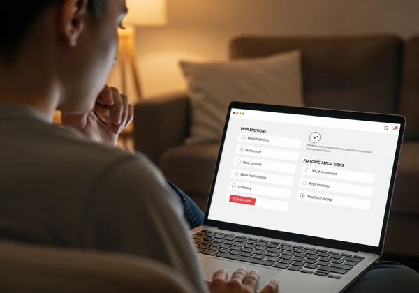 Person reflecting on self-discovery quiz questions