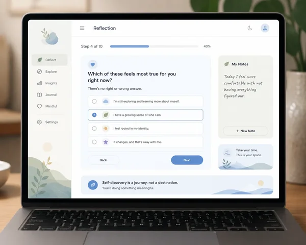 Online reflection tool interface